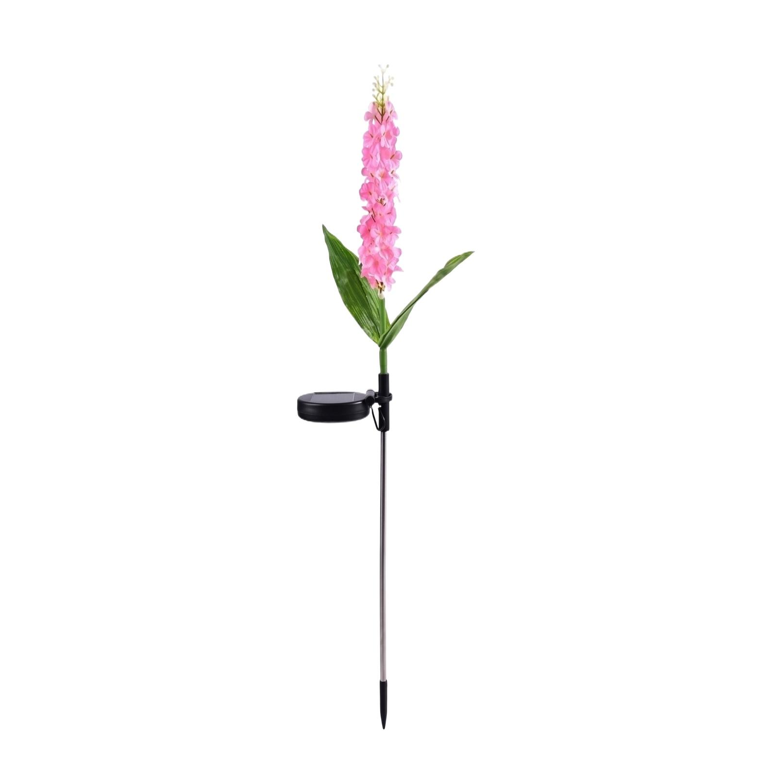 

Solar Powered Outdoor Garden Light with Artificial Hyacinth Flower Decorative Lawn Stake Waterproof for Yard Patio Pathway one size рожевий