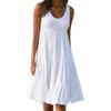 Women's Summer Sleeveless Round Neck Solid Color Splicing Big Swing Beach Dress
