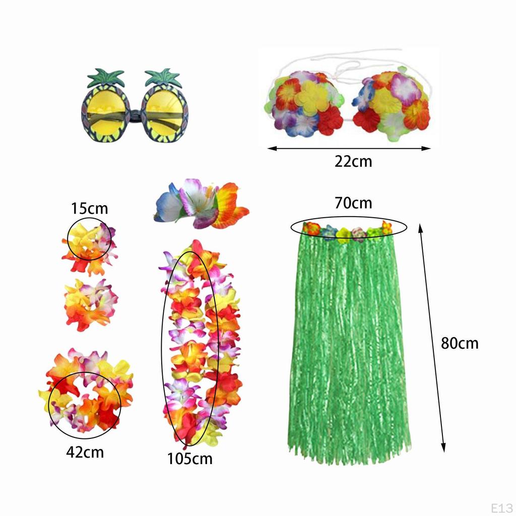 hawaiian Skirt Costume Set Dancewear Glasses for Cosplay Beach Party Decorations