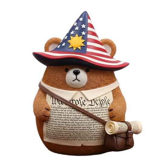 Animal History Resin Ornament American Style Animal Figurine History Themed Patriotic Animal Sculpture for Home Office Desk