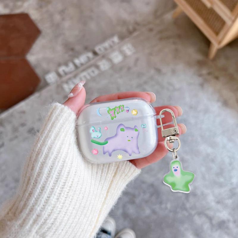 Funny purple kitten pattern earphone case for AirPods 1 1 1 1 pro pro1 earphone case