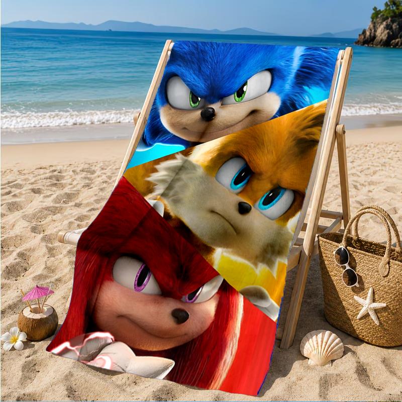 Blue Hedgehog In Action Beach Towel, Super Soft Microfiber, Perfect Gift for Her/Him, Birthday, for Pool, Beach, Travel, Decor Beach Party