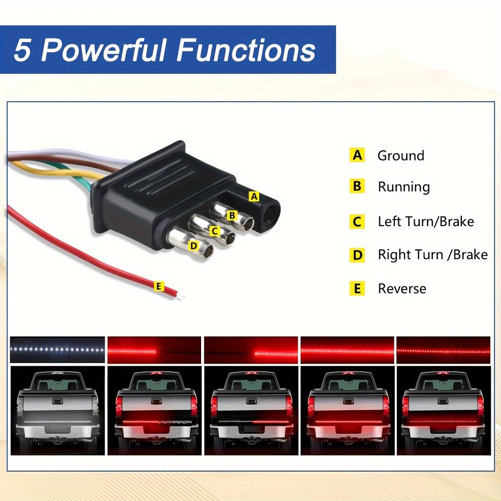 1pc 60 Inch Tailgate Light with Running Reverse Brake Turn Light for Off-roda Car Truck SUV VAN Pickup Truck