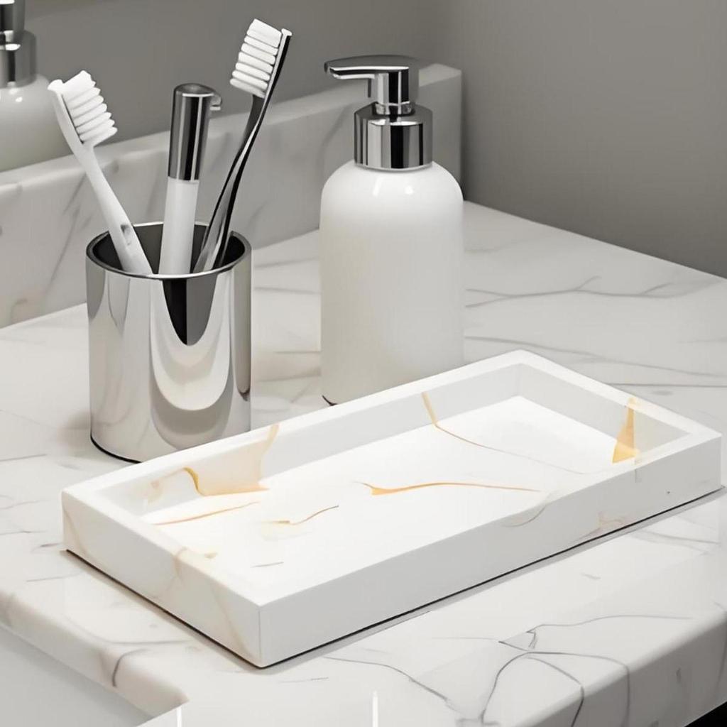 Bathroom Vanity Tray Countertop Organizer Small Fashion Rectangle Jewelry Soap and Sponge