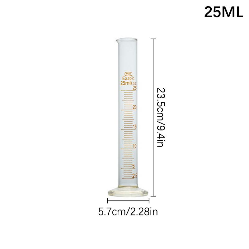 

1 шт. Профессиональный толстостенный стеклянный градуированный мерный цилиндр, инструмент 5 мл 10 мл 25 мл 50 мл 100 мл, мерный цилиндр для лабораторного снабжения 25ML