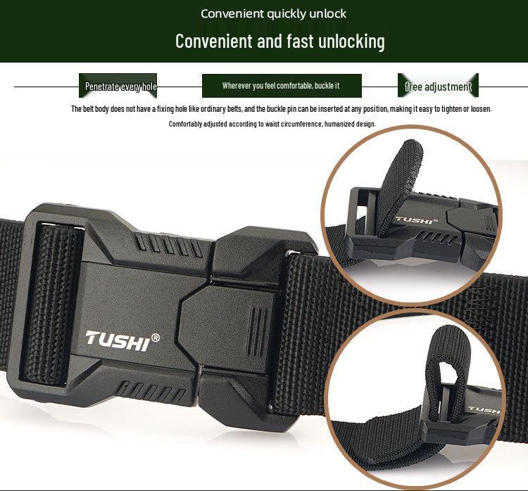 Men's Tactical Quick Release Stretch Belt with Aluminum Buckle for Outdoor and Casual Wear