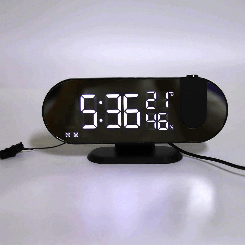 Projection Alarm Clock, USB Powered Mirror Display Design Clock, 180 Degree Rotation High Brightness LED Light Source Ceiling Digital Alarm Clock