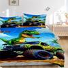 3pcs Dinosaur Monster Truck Home Bedding Set-Universal Three-Piece Suit for Bedroom, Guest Room, Living Room, Hotel-Perfect Holiday Gift for