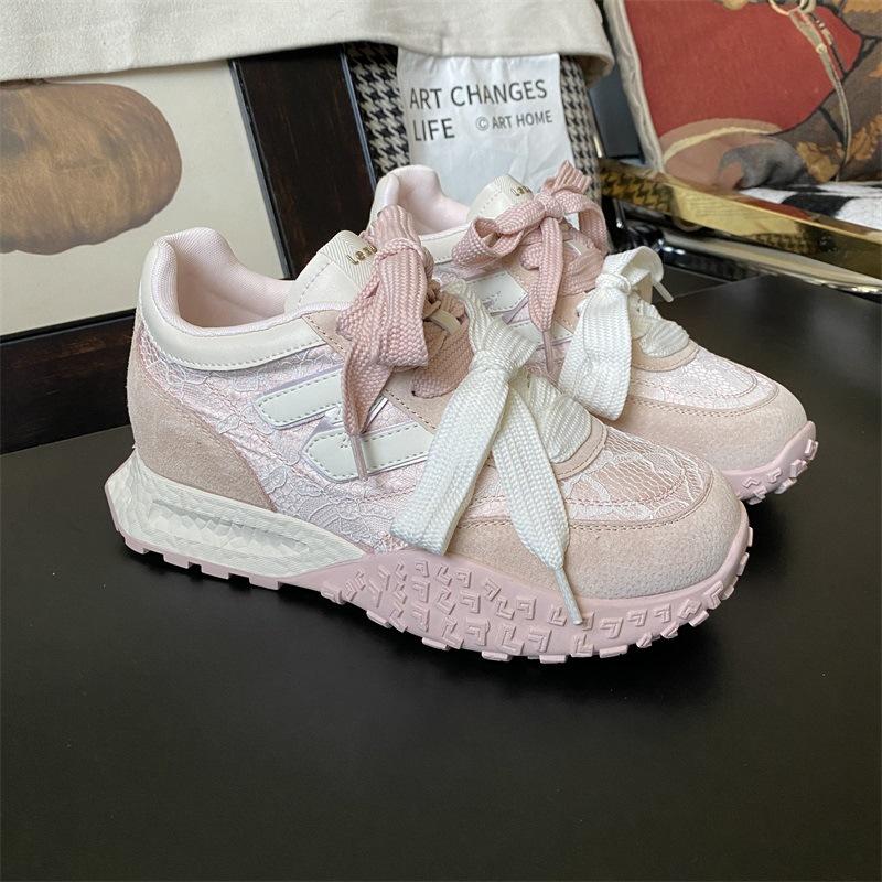Thick-soled lace non-slip heightening Forrest Gump shoes women's spring and summer 2025 retro casual sports shoes small German training shoes