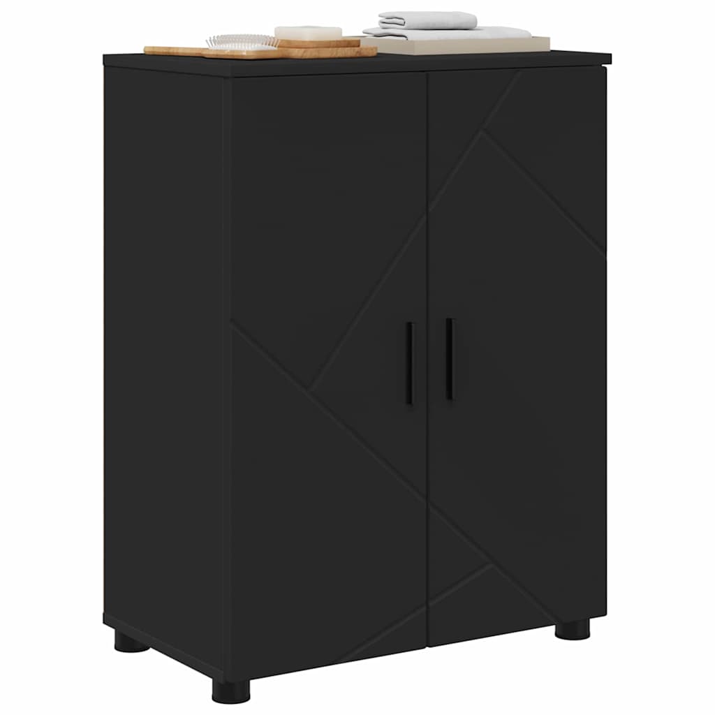 Bathroom Storage Cabinet with Door Black 60 X 35 X 80 Cm