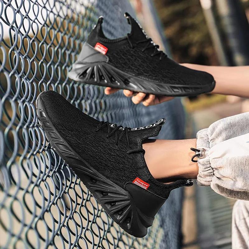 Comfortable Flying Weave Men's Casual Shoes Fashion Lightweight Man Casual Sneakers Summer Breathable Men Athletic Jogging Shoes