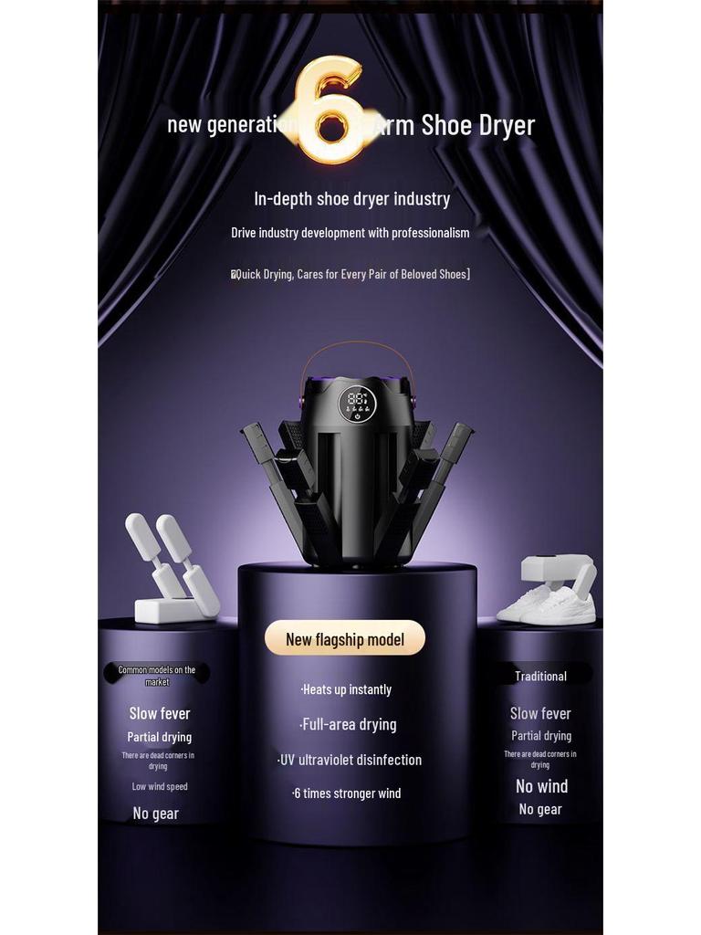 Portable German Smart Shoe Dryer with Timer - Quick Dry, Foldable, Constant Temperature, Deodorizing & Sterilizing