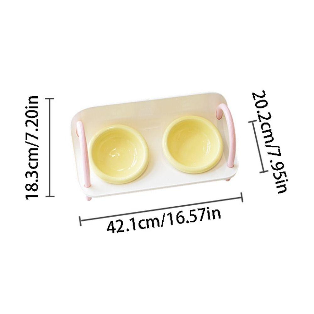 Ceramic Cat Food Water Bowl Double Bowls Pet Food Dispenser Cat Feeding Station Wet Dry Food