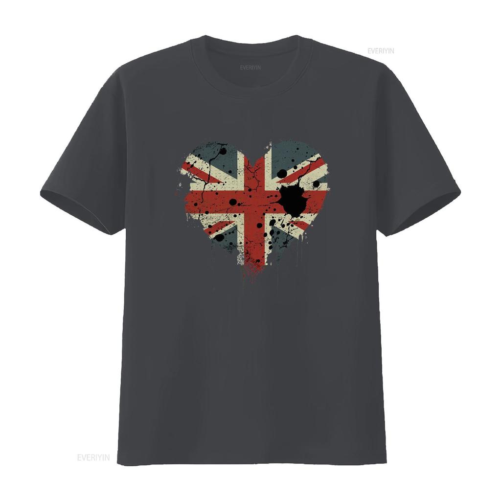 Stylish Love British Flag Union Jack Great Britain Team GB Mens Cotton T Shirt Vintage Washed Designer Clothes Breathable
