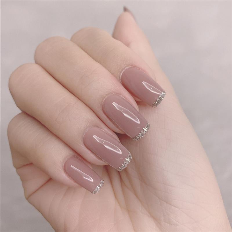 24Pcs Handmade Short Round Coffin Press On Nails Ocean Star Moon Blue Gradient Fake Nails With Glue
