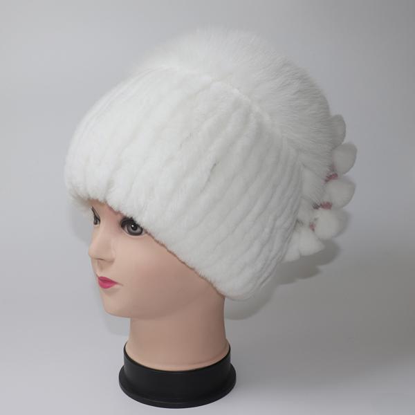 

Зимняя высококачественная вязаная шапка из натурального меха кролика Рекс, меховая шапка из лисы, натуральная роскошная меховая шапка для женщин, теплая шапка из 100% натурального меха кролика Рекс Good elasticity(52cm-60cm