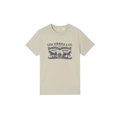 Levis Relaxed American Vintage Casual Dubbel Paard Print Gebreide Korte Mouw T-shirt Unisex Tops 004IT-0004