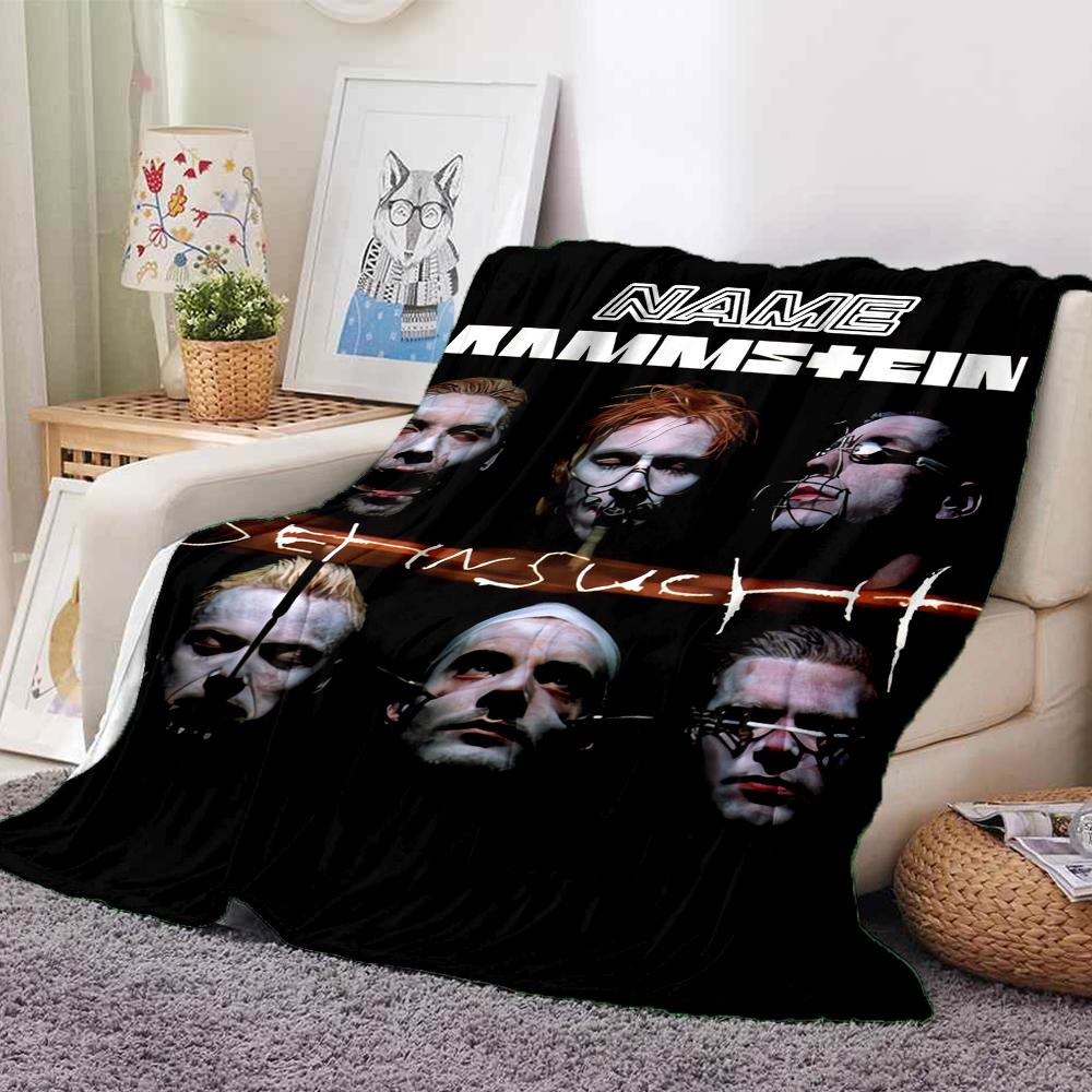 Custom 1pc Rammstein Metal Music Poster Blanket, Soft And Comfortable Blanket, Casual Warm, Camping Travel Blanket, Birthday Gift Q9122009