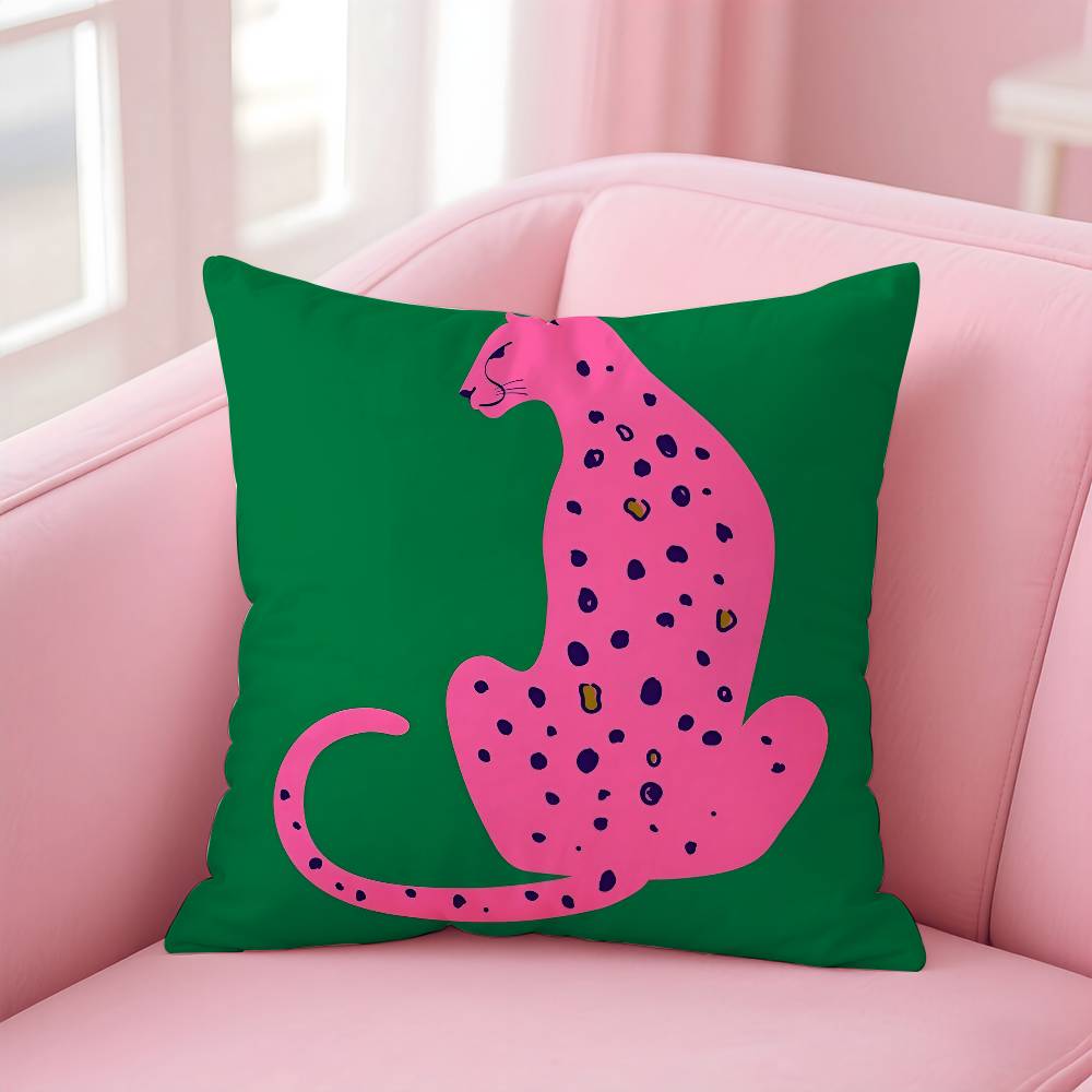 Geometric Animal Leopard Pattern Pillow Case Anti-dustmite Pillowcase Invisible Zipper Silky Short Plush Sofa Cushion Cover