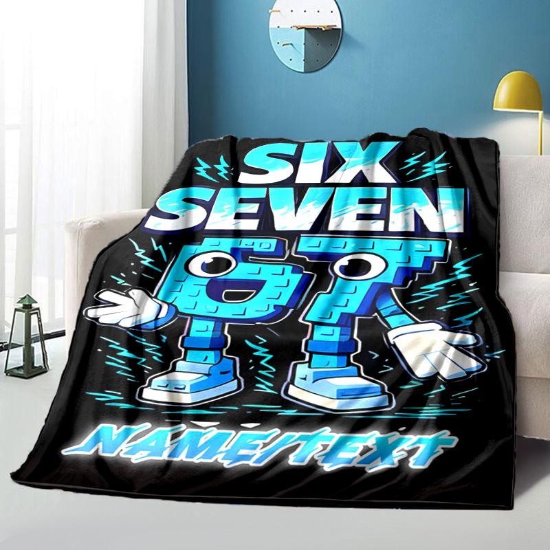 1PC Custom Name "Six Seven Energy" Flannel Blanket Versatile,all-season Throw Suitable for the Living Room,bedroom,camping,travel,and Gift