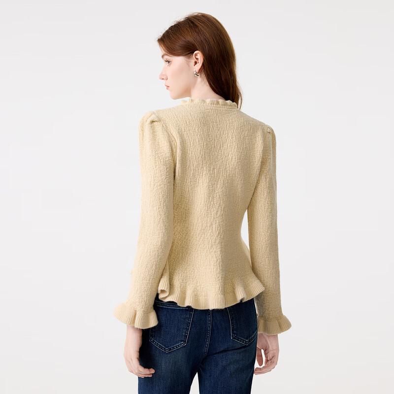 FivePlus Women's Frilled Collar Slim Knit Cardigan