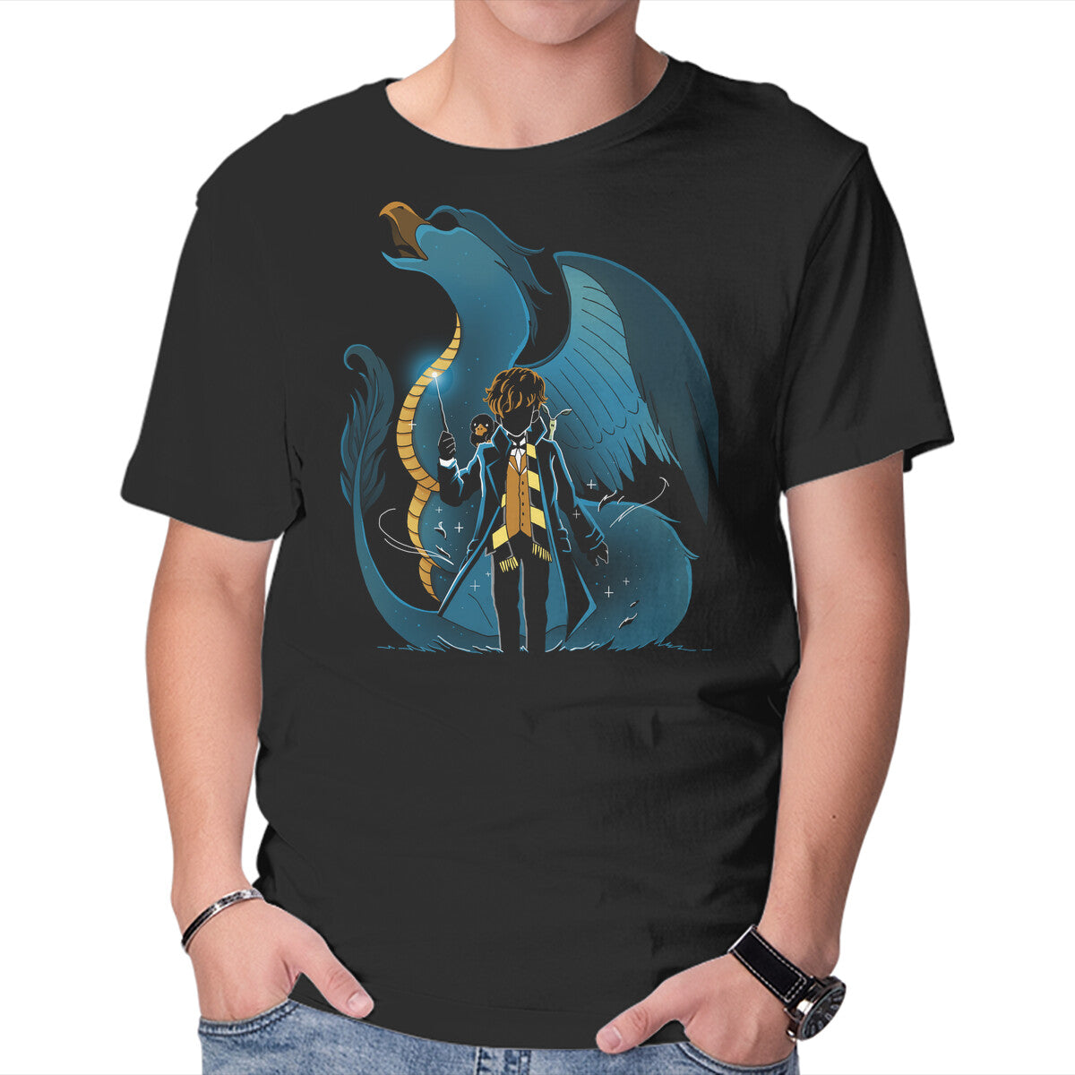 Unisex Crew Neck T-Shirt Magic And Animals Graphic Short Sleeve Casual Tee M