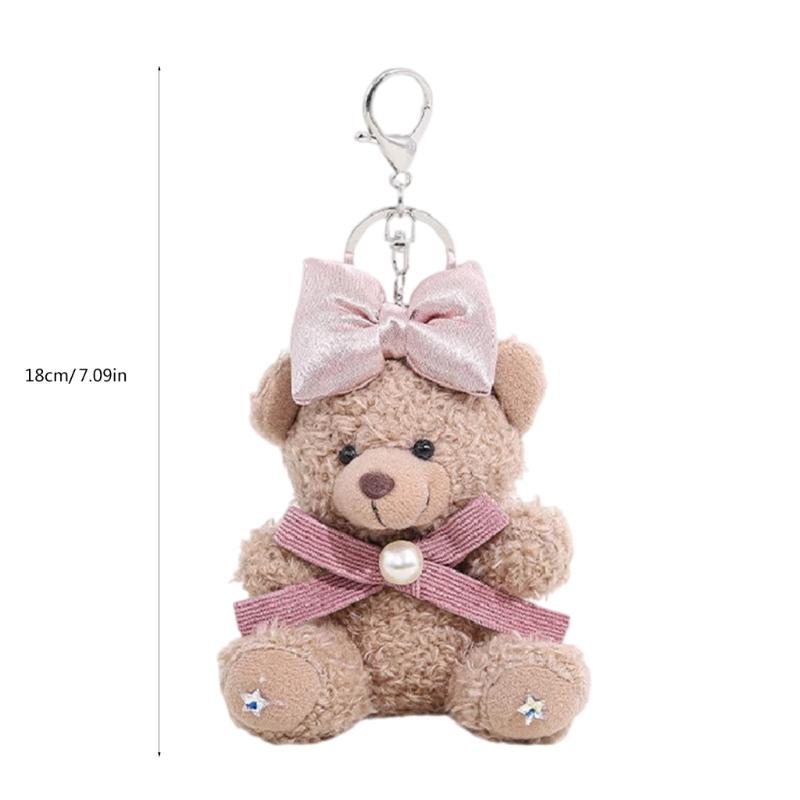 Bowknot Bear Charm Keychains Sweet Cute Pendant Car Keyring Backpack Decoration Fashion Jewelry for Women Girls