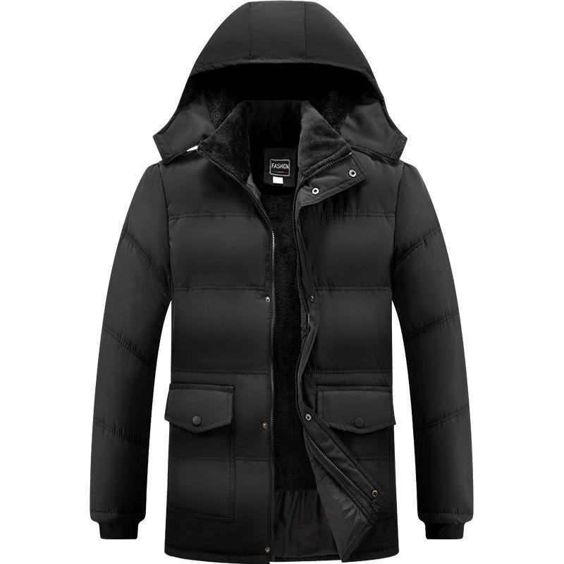 Padded-padded Men's Cotton-padded Clothes Winter New Velvet Thickened Warm Padded Jacket Removable Hat Padded Clothes Men