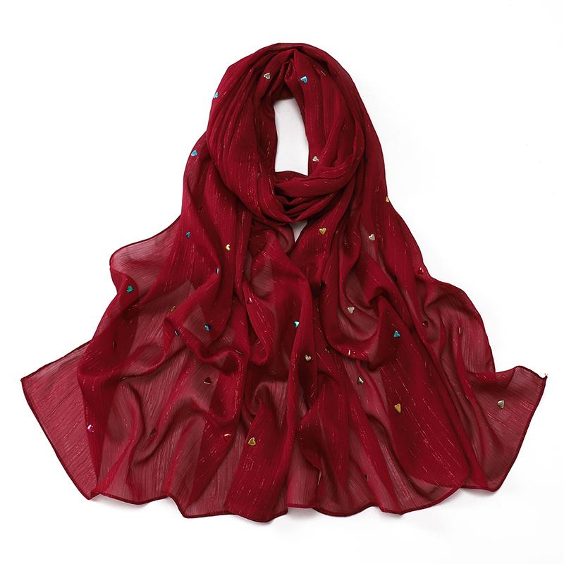 Plain Rhinestone Crystal Bubble Chiffon Hijab Shawls Long Bling Bling Wrap Ramadan Muslim Hijab Bufandas Women Islamic Turban