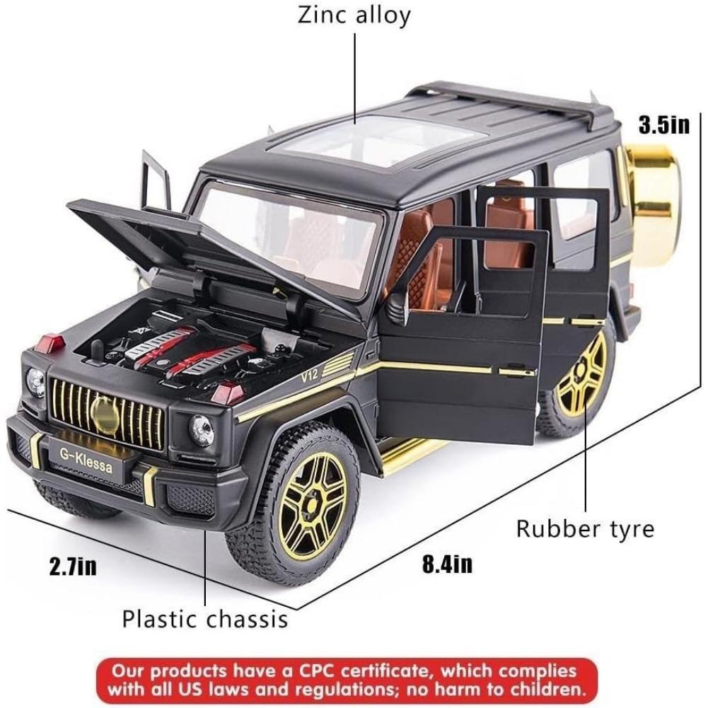 1/24 Benz G63 AMG Model Car, Zinc Alloy Pull Back Toy Car with Sound and Light for Kids Boy Girl Gift