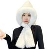 Cute Plush Winter Integrated Cap Scarf Warm Thickened Beanie Hat Scarf Casual Windproof Scarf Set Hooded Outdoor
