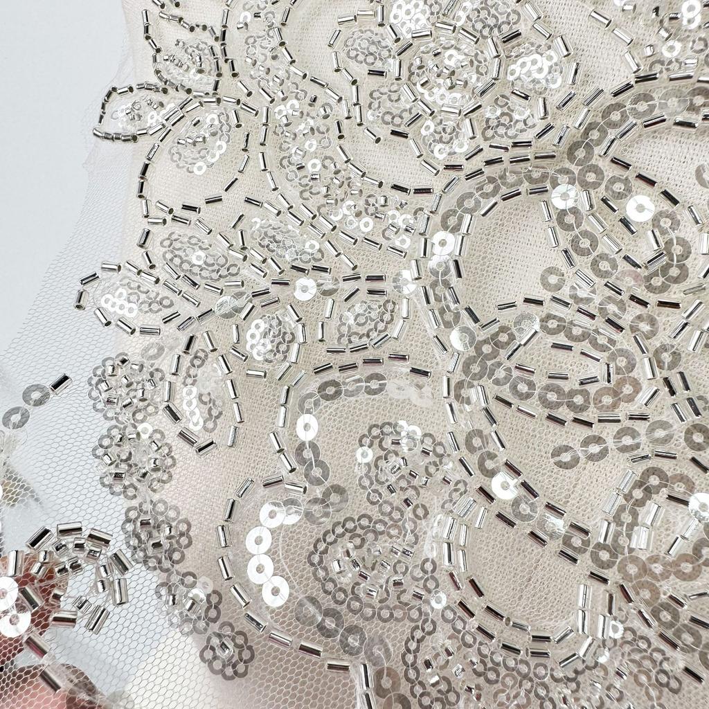 Heavy Industry Mesh Beaded Sequins Front Collar Placket Cloth Sticker Wedding Dress Skirt Decoration Diy Accessories Clothing Accessories