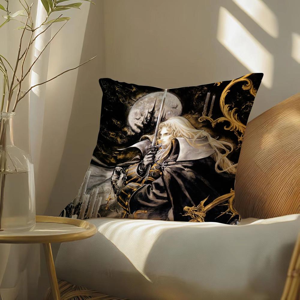 Anime C-Castlevania Cushion Cover Soft Short Plush Pillow Cover Smooth Cozy Texture Aesthetic Cushion Case Home Decor