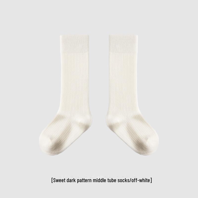 Children's Mid-Tube Cotton Socks Pack - 24 Pairs, Breathable, Solid Colors for Spring & Summer