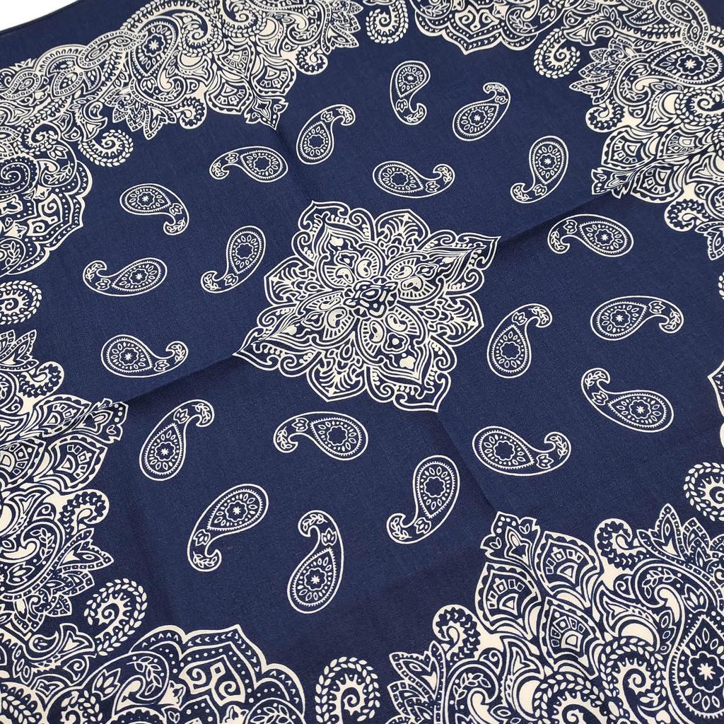 Kakatrend Bandana Navy Paisley 100% Cotton Adult Bandana Handkerchief Unisex Durag Large 55cm X 55cm