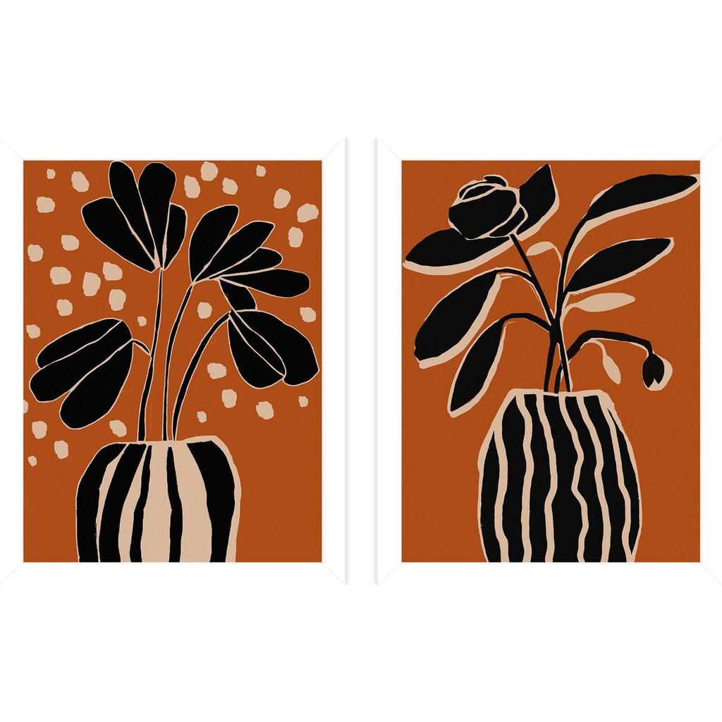 Treechild Ochre Still Life No 4 Ochre Still Life No 5 Framed Print Set  (Pack of 2)