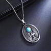 European & American Retro Turquoise Flying Eagle Titanium Steel Pendant Necklace