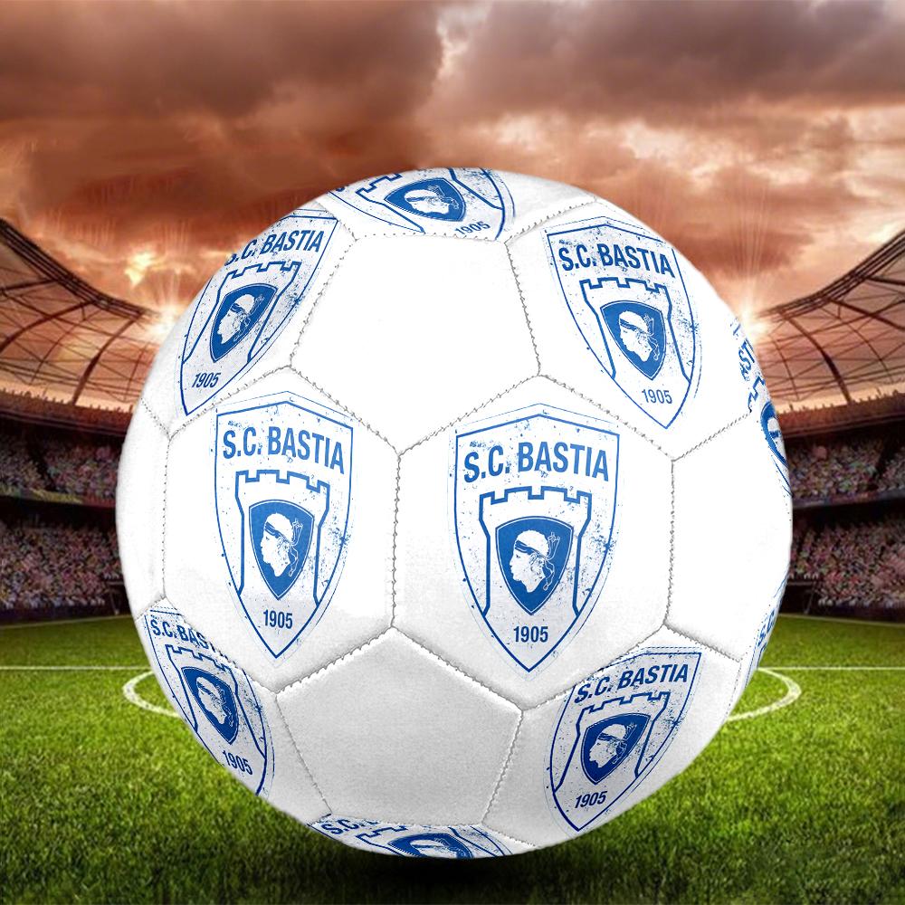 SC Bastia Soccer Ball, Colorful, Suitable for All Ages, Machine-stitched, PVC Material, Competition Grade, Durable and High Bounce