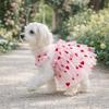 Thin Breathable Dog Summer Vest Heart Printed Puppy Wedding Dress Dog Tulle Skirt  Party Outfits
