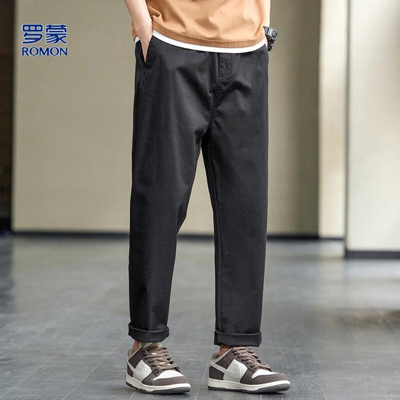 ROMON Men's Summer Casual Straight-Leg Pants with YKK Zipper
