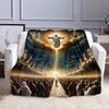"Ascension of Christ with Glowing Light" Patterned flannel blanket perfect for the bedroom living room, sofa, or a little nap