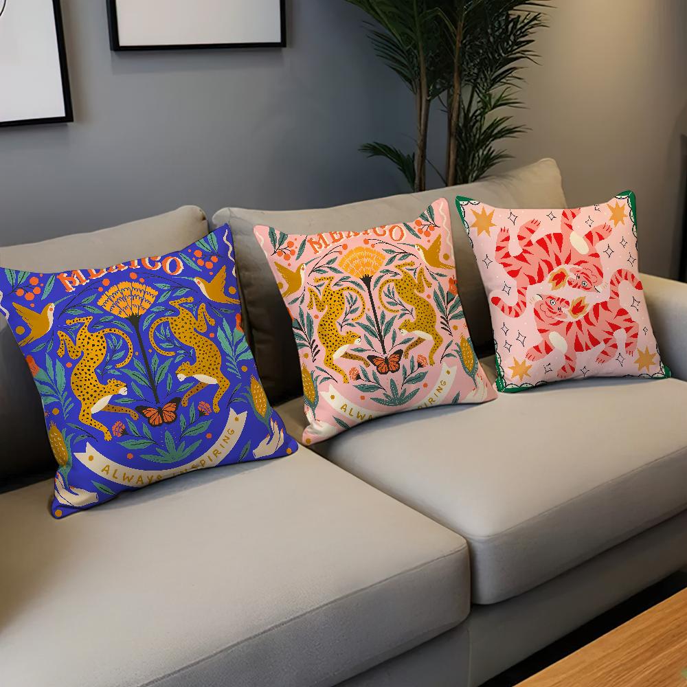 Mode Leopard Kunst Tiger Symmetrie Kissenbezug Bequem weich Kissenbezug für Sofa Wohnzimmer Heimdekor Schutzhüllen