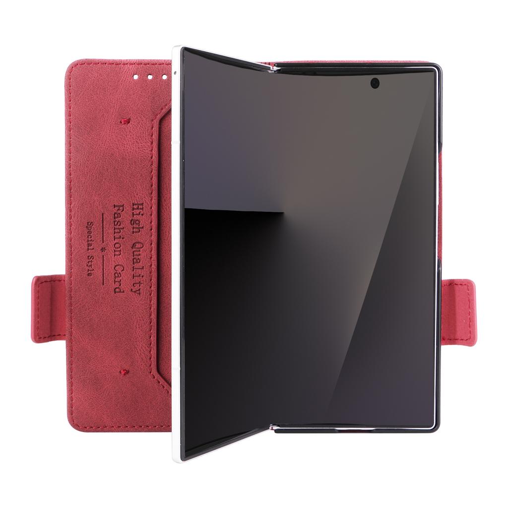 For Samsung Galaxy Z Fold7 5G Case Leather Wallet Flip Phone Cover with Hardware Decor