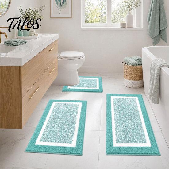 Set da 3pz Tappetini da Bagno, Tappeti da Bagno Altamente Assorbenti Antiscivolo, Tappetini Morbidi Lavabili per Lavandino del Bagno, WC, Vasca da Bagno