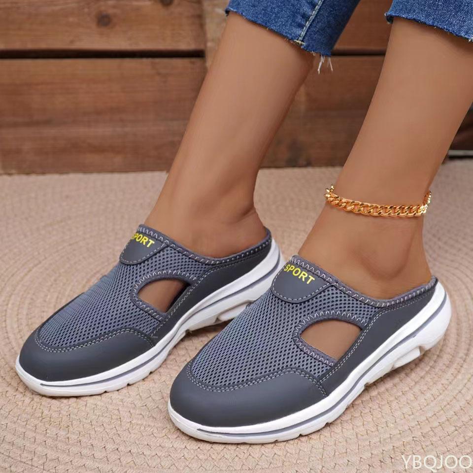 Fashion New plus size Women's Slippers Casual Baotou Half slippers Summer Comfort mesh shoes Female Hollow out breathable Shoes Zapatos