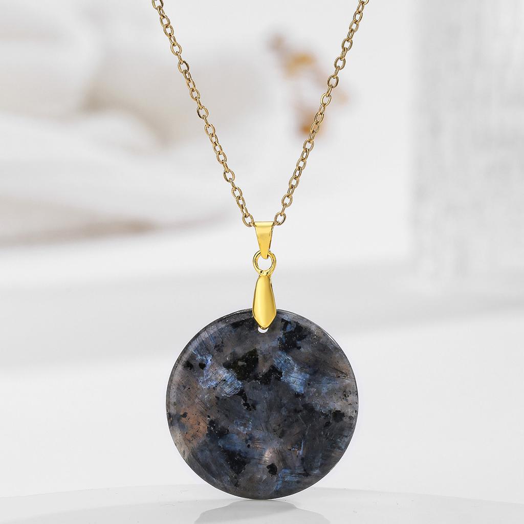 Natural Crystal Pendant, Pink Crystal Round Necklace, Insignia Necklace, Bohemian Jewelry