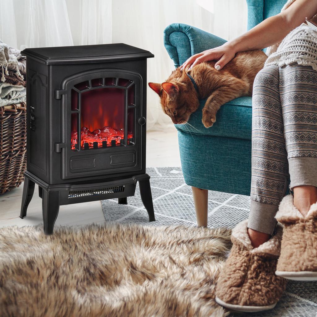 Elektrischer Bodenkamin, 2 Heizstufen, Realistischer Flammeneffekt, Vielseitig