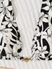 2026 European & American Style Black & White Floral Bikini Set - Sexy Two-Piece Swimwear