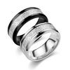 8mm Width Meteorite Stone Pattern Inlaid Silver Color Steel Ring Couple Wedding Band Engagement Jewelry