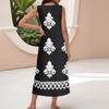Women's Summer Casual Fashion Retro Printed Sleeveless Button Casual Long Dress